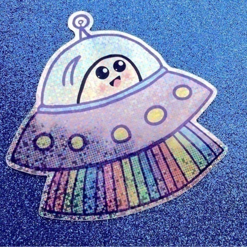 Large Glitter Ghost in UFO Stickers